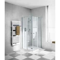 Vente flash ✔️ Kermi Demi-pièce D’angle à Droite Ibiza 2000 EOR 0750x 2000 BV : 720-740 WEI Verre Trempé Opaco Clean 👏