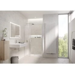 Vente flash ✔️ Kermi LIGA Porte Battante 1OR 1100 X 2000mm Argent Satiné Verre Trempé Transparent Clean ???? -KERMI Soldes Boutique 38421115 3