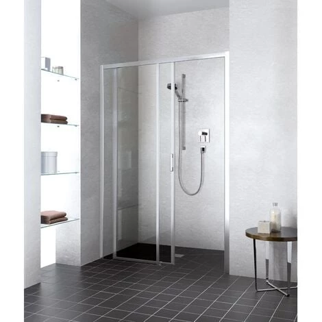 Promo ???? Kermi LIGA Porte Coulissante D2L 1400 X 2000mm Argent Satiné Verre Trempé Transparent ✔️ 3 Promo ???? Kermi LIGA Porte Coulissante D2L 1400 X 2000mm Argent Satiné Verre Trempé Transparent ✔️