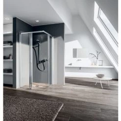 Acheter 🤩 Kermi LIGA Demi-pièce D’angle à Gauche C2L 1200 X 2000mm Argent Satiné Verre Trempé Transparent Clean 😍