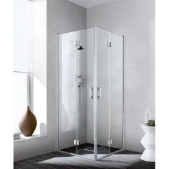 Bon marché ???? Kermi LIGA Demi-pièce D’angle à Gauche 2CL 1230 X 1850mm Argent Satiné Verre Trempé Transparent Clean ????