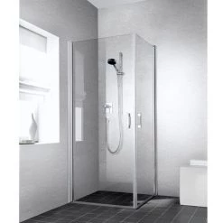 Vente flash 😍 Kermi LIGA Demi-pièce D’angle à Droite 1ER 830 X 2000mm Argent Ultra Brillant Verre Trempé Transparent Clean ⭐