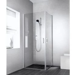 Acheter 🎉 Kermi LIGA Demi-pièce D'angle à Gauche 1EL 800 X 2000mm Argent Ultra Brillant Verre Trempé Transparent ✨