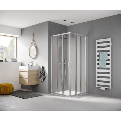 Promo ???? Kermi LIGA Demi-pièce D’angle à Gauche E3L 750 X 2000mm Argent Ultra Brillant Verre Trempé Transparent Clean ???? 3 Promo ???? Kermi LIGA Demi-pièce D’angle à Gauche E3L 750 X 2000mm Argent Ultra Brillant Verre Trempé Transparent Clean ????