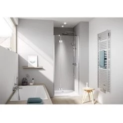 Acheter ✔️ Kermi LIGA Porte Battante SFL 1000 X 2000mm Argent Ultra Brillant Verre Trempé Transparent 👏