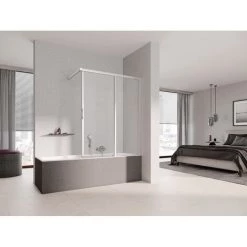 Vente flash 😍 Kermi LIGA Porte Coulissante H2R 1200 X 1500mm Argent Mat Verre Trempé Transparent Clean 🧨 -KERMI Soldes Boutique 38616666 3